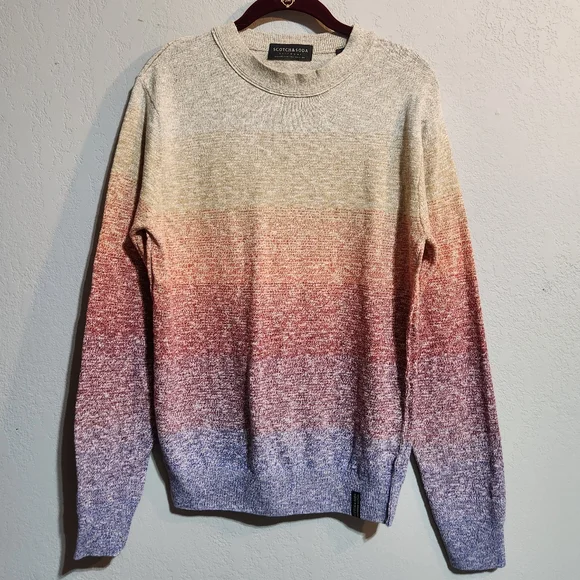 SCOTCH & SODA SLUB KNIT GRADIENT STRIPE SLIM FIT SWEATER SZ S - Picture 4 of 12